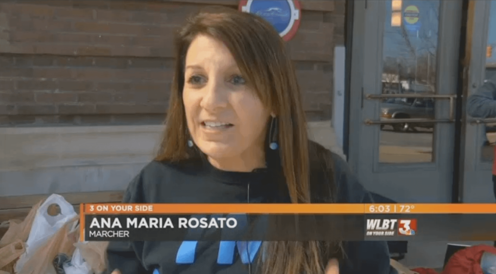 Ana Maria Rosato speaks to WLBT-TV in Jackson, Mississippi before hopping on the bus to travel to the Women's March on Washington held January 21, 2017